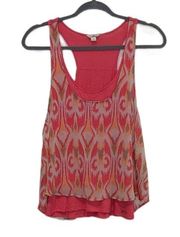 Guess Ikat Print Layered Tank Top Bright Pink