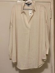 NWT French connection, classic cream blouse, V-neck drop shoulders oversized lv