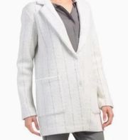 Rachel Zoe Womens Coat Jacket Blazer Oversized Pinstripe Wool Blend White S