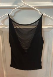 Silence + Noise Mesh V-Neck Black Tank Top