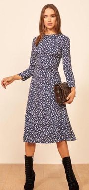 Dress Moon Floral Keyhole Crewneck Midi Wedding Monterey 6 EUC