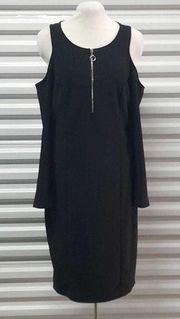 New Look Dress Women 1X Black Long Sleeve Cold Shoulder Quarter Zip Bodycon