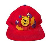 Vintage Disney 90s Red Winnie The Pooh Embroidered Baseball Cap Hat