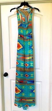 - Tribal Maxi Dress With Open Back! In great condition! 🧡