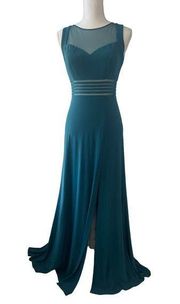 NIGHTWAY Turquoise Mesh Panel Formal Gown Size 6