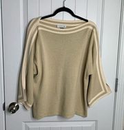 St John Santana Knit color block long sleeves sweater size large quiet luxury