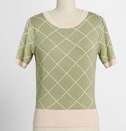 Modcloth x Bright & Beautiful Bella Summer Harlequin Jumper Sweater in Green