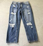 Kancan Womens Jeans Size 9/28 Straight Leg Distressed Hi Rise Preppy Boho Comfy