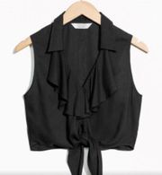 & Other Stories ATELIER Black Ruffle Collar Tie Crop