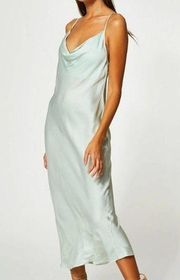 NWT Young Fabulous & Broke Sweetie Slip Dress MEDIUM Mint Green Satin Midi Chic