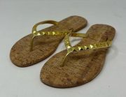 Lilly Pulitzer Mira Gold Pyramid Studs & Cork Slide-On Flip-Flop Sandals Size 7