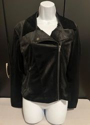 Black Velour Zip Jacket  Size Medium