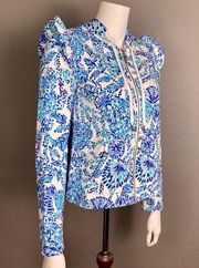 Lilly Pulitzer hoodie XS Audrey Zip-up Shell Me You Love Me NEW Ruffle blue