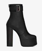 Mina Cherry Buckle Platform Booties in Smooth Leather size 38.5