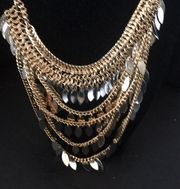 Layered Gold & Pewter Byzantine necklace set