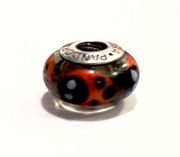 PANDORA Red Cinnamon Ladybug Murano Glass Charm