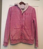 Hooded Sherpa Sweatshirt Zip Up Fleece M