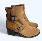 Donald Pliner Boots Size 11 Darby Leather Suede Hardware Block Heel Booties NEW