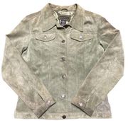 For Joseph Green Suede Leather Trucker Jacket Size Small