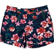 NWT Joe Fresh Navy 100% Cotton Shorts with Tropical Floral Print