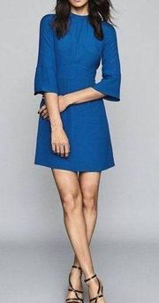Reiss 3/4 Sleeve Cora Shift Dress Blue Size 10