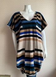 Mara Hoffman Striped Poncho Top in Stone Multi Stripe One Size PW4