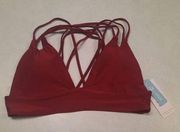 NWT Cupshe size L Red Strappy Triangle Bikini Top