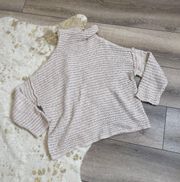 Aerie Beige Open Knit Turtleneck Sweater