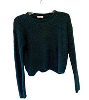 Sweater Crop Eyeshadow Dark Green Pullover Womens XS