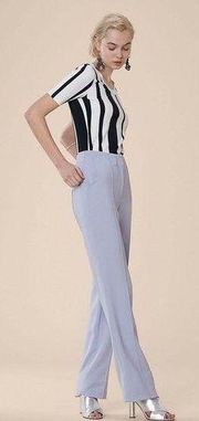Diane Von Furstenberg DVF Size 10 Pleat Front Smoke Blue Crepe Trousers Straight