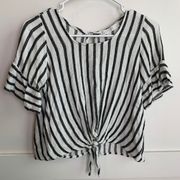 Potters Pot White & Black Striped Blouse