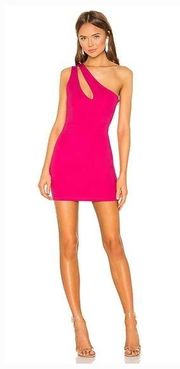 Superdown Nava Asymmetrical Mini Dress in Hot Pink