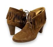 Sezane Suede Fringe Heeled Ankle Boots Womens 37 (US 6.5)