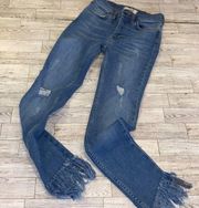 Free People We The Free Distressed Raw Frayed Hem Jeans Size 24