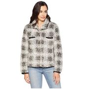 Dylan Cozy Plaid Sherpa Button Up Jacket Black/White Sold on Evereve Size XS