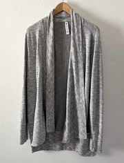 Athleta Cardigan Womens Large Grey Open Front Sweater Activewear Athleisure Soft