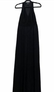 Express Black Halter Top Long Dress with high slit