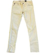 AG Adriano Goldschmied Yellow Snakeskin Print Super Skinny Ankle Jeans