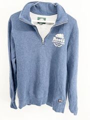 Roots Authentic Goods Canada Blue Quarter Zip Pullover Sweater Size Small