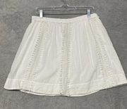 J Crew Skirt Womens 6 White A Line Mini Short Cotton Crochet Lace Side Zip