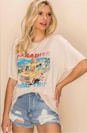 Paradise Road Trip Tee Loose Graphic T-shirt Size Medium Oversized