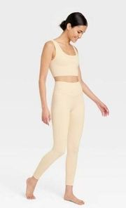 Women's Seamless Cable Knit 7/8 Leggings - JoyLab in Ivory Size M