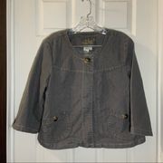 LAL Live A Little Grey Denim Button Front 3/4 Sleeve Jacket L