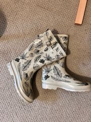 Leaf Pattern Rain Boots