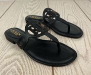 Lauren Ralph Lauren Audrie LRL Logo Sandals 6.5B Black Leather $100