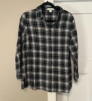Black and White Plaid Long Sleeve Button Down Shirt