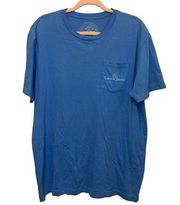 Lauren James Blue Graohic One Pocket Tee Shirt