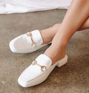 Lulu’s Ranae White Slide-On Loafers Size 8 with Box