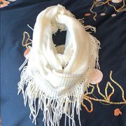 White fringe infinity scarf