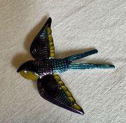 Christian Dior Vintage Enamelled Swallow Brooch Pin